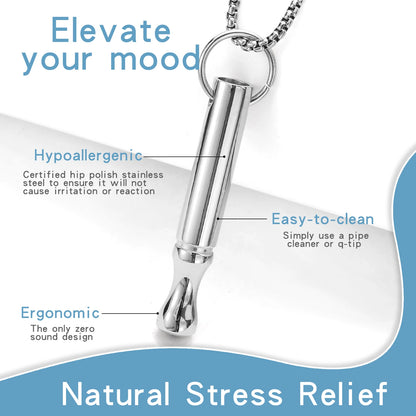 Mindfulness Breathing Necklace Stress Relief Pendant Stainless Steel Anxiety Breathe Necklace for Women Men