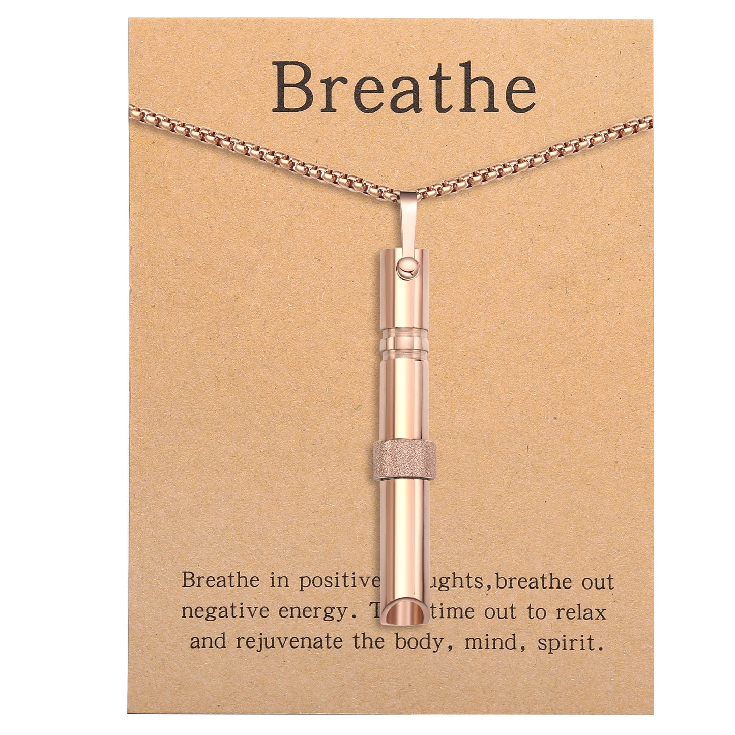 Mindfulness Breathing Necklace Stress Relief Pendant Stainless Steel Anxiety Breathe Necklace for Women Men