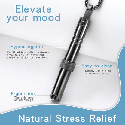 Mindfulness Breathing Necklace Stress Relief Pendant Stainless Steel Anxiety Breathe Necklace for Women Men