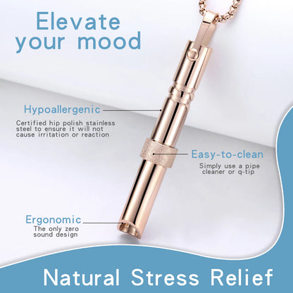 Mindfulness Breathing Necklace Stress Relief Pendant Stainless Steel Anxiety Breathe Necklace for Women Men