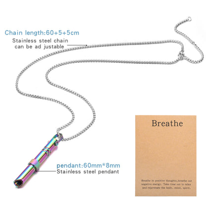 Mindfulness Breathing Necklace Stress Relief Pendant Stainless Steel Anxiety Breathe Necklace for Women Men