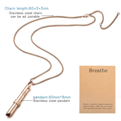 Mindfulness Breathing Necklace Stress Relief Pendant Stainless Steel Anxiety Breathe Necklace for Women Men