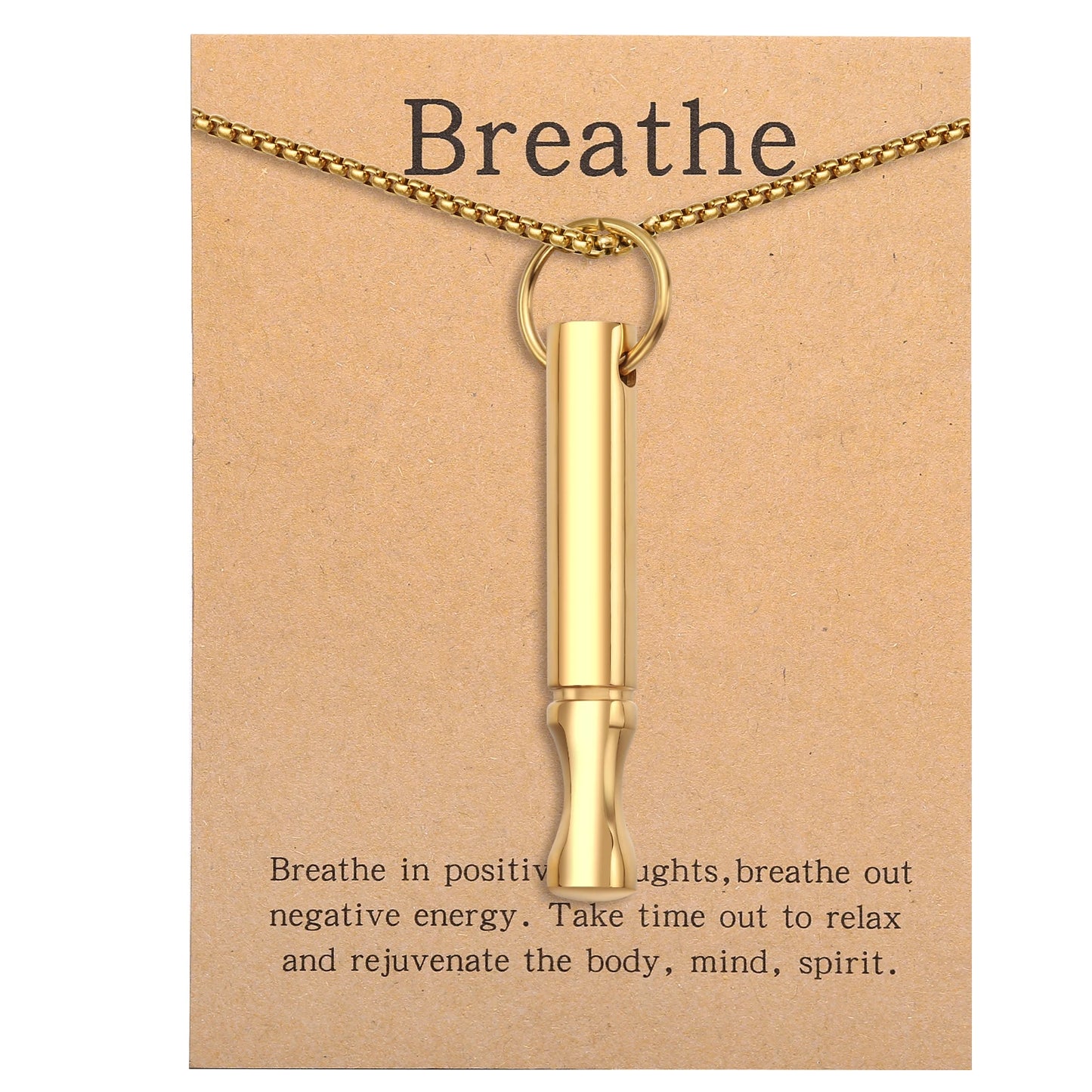 Mindfulness Breathing Necklace Stress Relief Pendant Stainless Steel Anxiety Breathe Necklace for Women Men