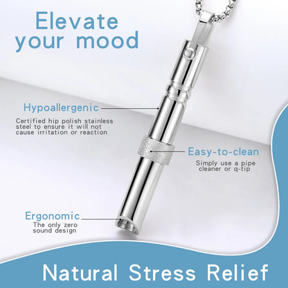 Mindfulness Breathing Necklace Stress Relief Pendant Stainless Steel Anxiety Breathe Necklace for Women Men